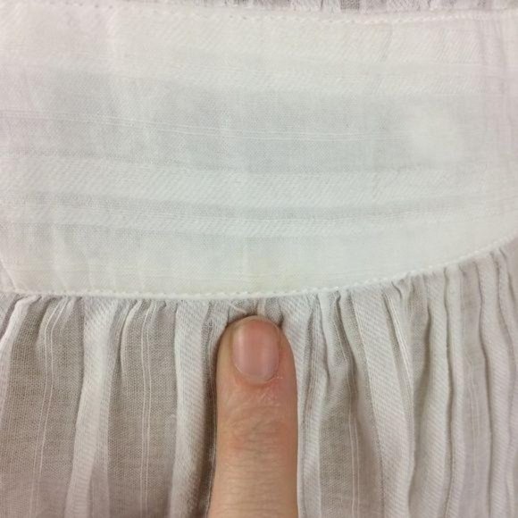 VINCE Women's Size XS White Semi Sheer Drop Waist Blouse Button Up Long Sleeve - Picture 5 of 8